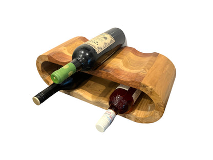 Acacia wood wine rack - bottle holder for 6 bottles - robust - natural wood grain - 46 x 19 x 15 cm