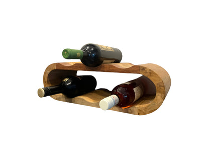 Acacia wood wine rack - bottle holder for 6 bottles - robust - natural wood grain - 46 x 19 x 15 cm