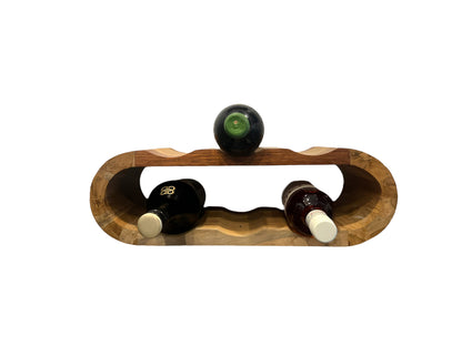 Acacia wood wine rack - bottle holder for 6 bottles - robust - natural wood grain - 46 x 19 x 15 cm