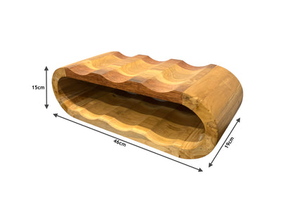 Acacia wood wine rack - bottle holder for 6 bottles - robust - natural wood grain - 46 x 19 x 15 cm