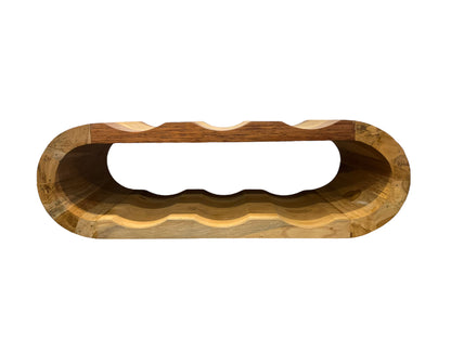 Acacia wood wine rack - bottle holder for 6 bottles - robust - natural wood grain - 46 x 19 x 15 cm