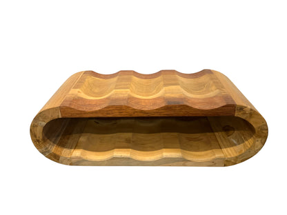 Acacia wood wine rack - bottle holder for 6 bottles - robust - natural wood grain - 46 x 19 x 15 cm