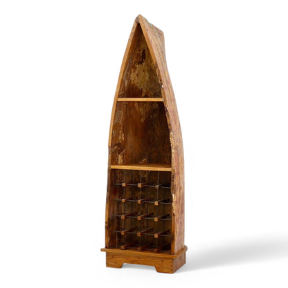 Einzelstück: Boot-förmiges Weinregal aus Holz für 24 Flaschen - FaHome