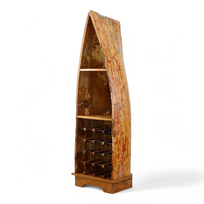 Einzelstück: Boot-förmiges Weinregal aus Holz für 24 Flaschen - FaHome