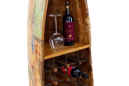 Einzelstück: Boot-förmiges Weinregal aus Holz für 24 Flaschen - FaHome