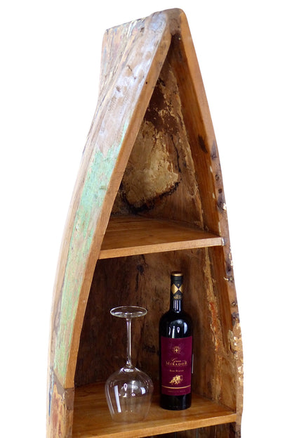Einzelstück: Boot-förmiges Weinregal aus Holz für 24 Flaschen - FaHome