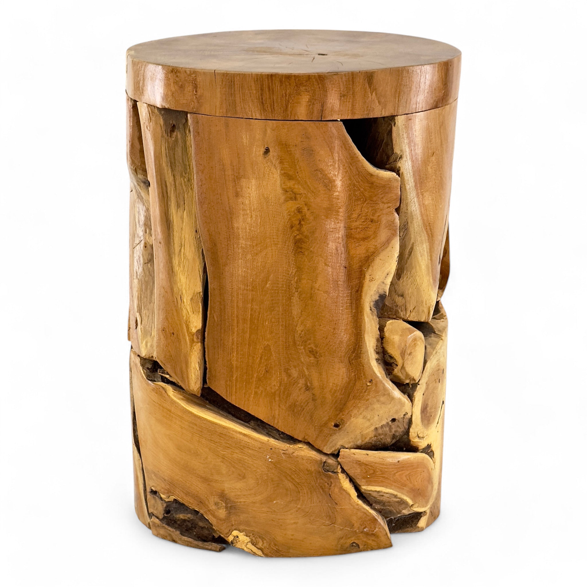 Einzelstück: Runder Mosaik-Beistelltisch aus Teak-Wurzelholz - FaHome