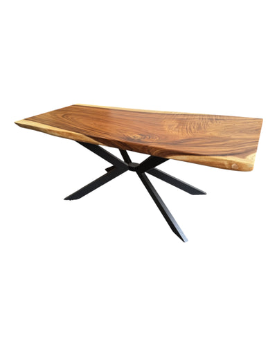 Solid wood dining table natural tree edge - wooden table solid suar wood unique pieces table top (200x115x6cm)