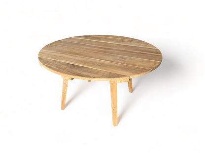 Table de jardin en teck faite main - Pièce unique au charme naturel pour l'intérieur et l'extérieur - Naturel - 120 et 150 cm de diamètre - 80 cm de hauteur