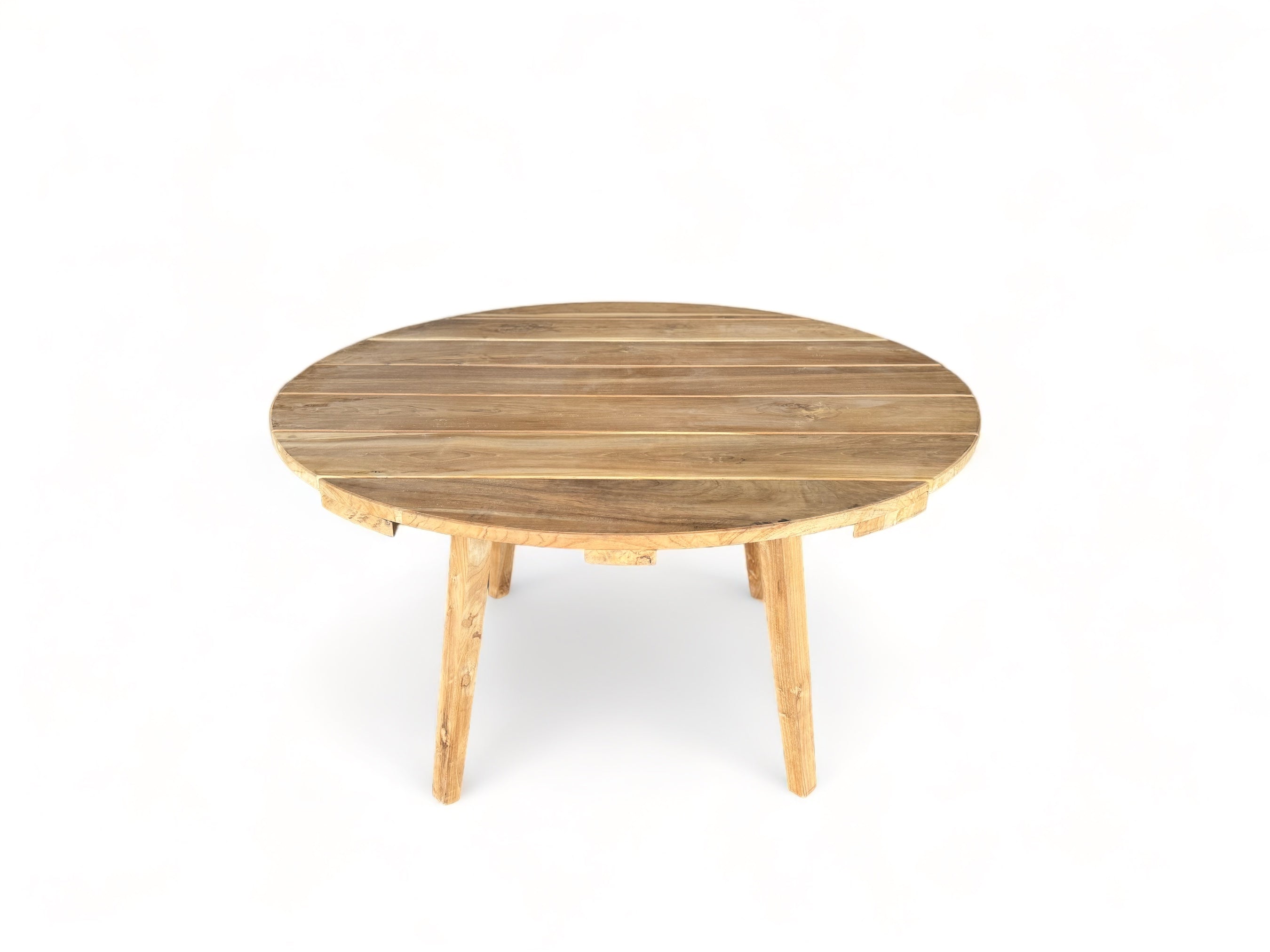 Table de jardin en teck faite main - Pièce unique au charme naturel pour l'intérieur et l'extérieur - Naturel - 120 et 150 cm de diamètre - 80 cm de hauteur