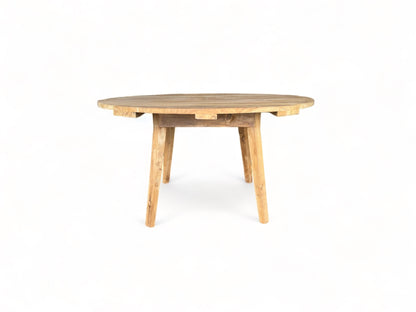 Table de jardin en teck faite main - Pièce unique au charme naturel pour l'intérieur et l'extérieur - Naturel - 120 et 150 cm de diamètre - 80 cm de hauteur