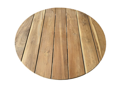Table de jardin en teck faite main - Pièce unique au charme naturel pour l'intérieur et l'extérieur - Naturel - 120 et 150 cm de diamètre - 80 cm de hauteur