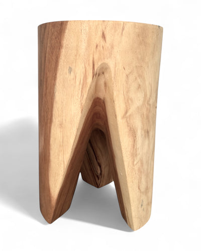 Holzhocker - Beistelltisch Blumenhocker Ablagetisch - Unikat Handgefertigt - Rund stehend aus massivem Suarholz - 45x30x30 cm - FaHome