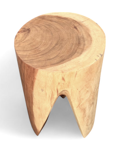 Holzhocker - Beistelltisch Blumenhocker Ablagetisch - Unikat Handgefertigt - Rund stehend aus massivem Suarholz - 45x30x30 cm - FaHome