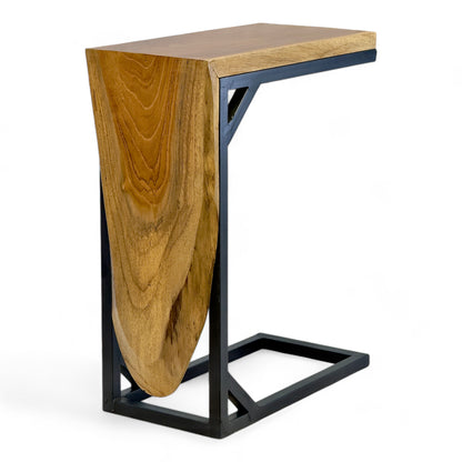 Multifunktionaler Beistelltisch - Couchtisch Ablagetisch - C-Frame – Teakholz - 50x40x20 cm - FaHome