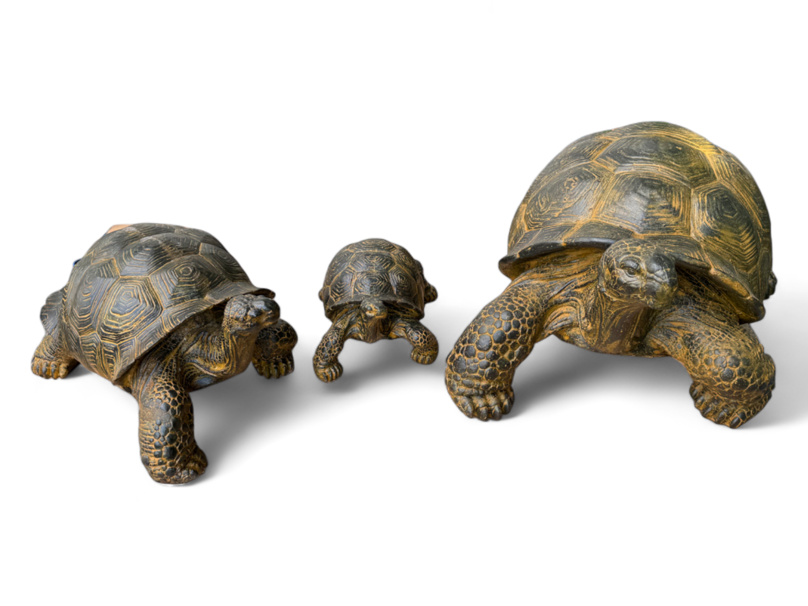 Stein Schildkröten – Pool, Garten, Terrasse - Langlebig und Wetterbeständig – Gelblich aus Glasfaserbeton – 32, 47 und 65 cm - FaHome