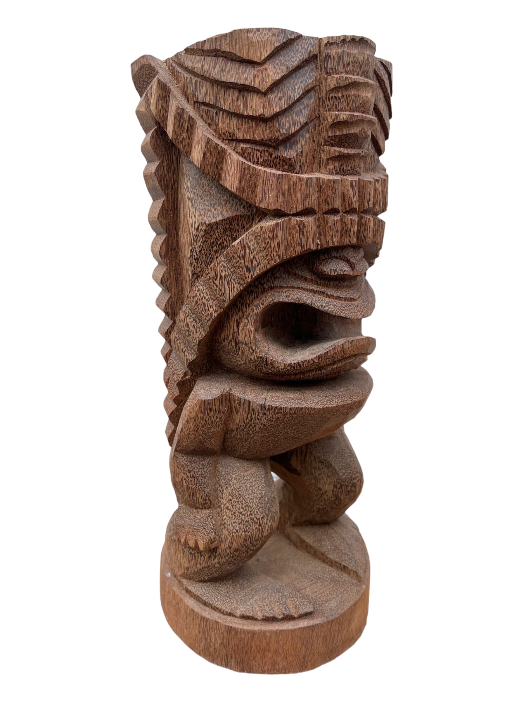 Figurine Tiki - Décoration d'intérieur de jardin - Sculpture exotique sculptée à la main - Bois de palmier - 50x19x19 cm