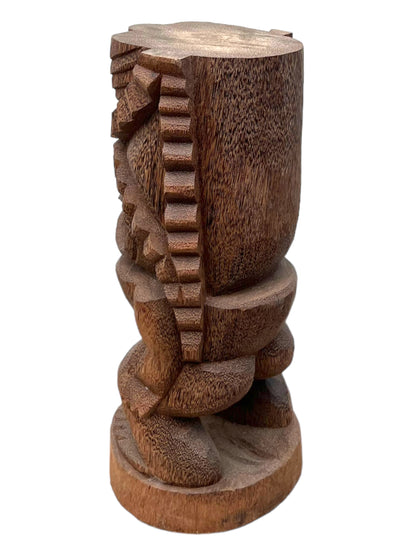 Figurine Tiki - Décoration d'intérieur de jardin - Sculpture exotique sculptée à la main - Bois de palmier - 50x19x19 cm