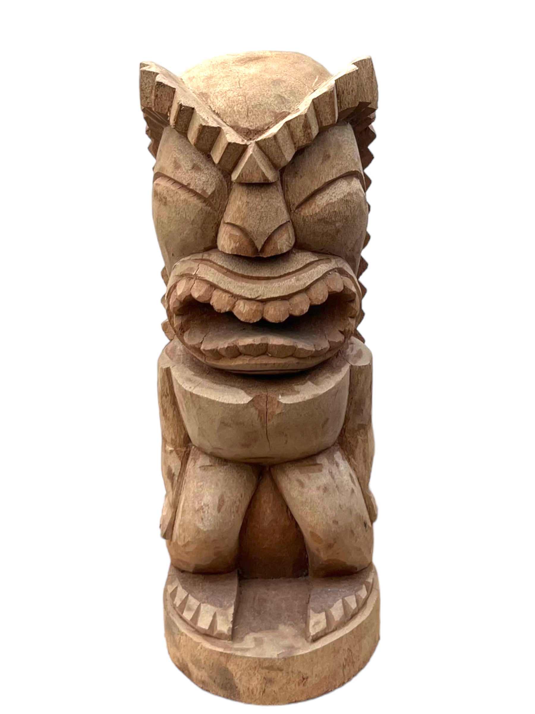 Figurine Tiki - Décoration d'intérieur de jardin - Sculpture exotique sculptée à la main - Bois de palmier - 50x19x19 cm