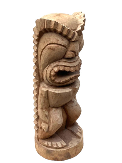Figurine Tiki - Décoration d'intérieur de jardin - Sculpture exotique sculptée à la main - Bois de palmier - 50x19x19 cm