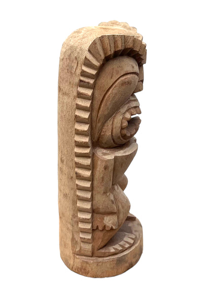 Figurine Tiki - Décoration d'intérieur de jardin - Sculpture exotique sculptée à la main - Bois de palmier - 50x19x19 cm