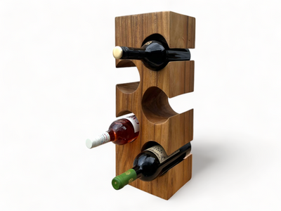 Solid wine rack - kitchen living room decoration wine holder - handmade noble high-quality - square made of Suar wood - 50/70/100x19.5x14.5 cm