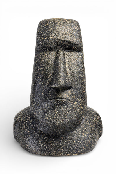 Moai Head Statue - Garden Decoration Sculpture - Weatherproof - Rapa-Nui Easter Island Figure made of Fiberglass Concrete Grey - 40x30x20 cm