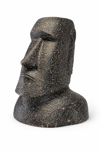 Moai Head Statue - Garden Decoration Sculpture - Weatherproof - Rapa-Nui Easter Island Figure made of Fiberglass Concrete Grey - 40x30x20 cm