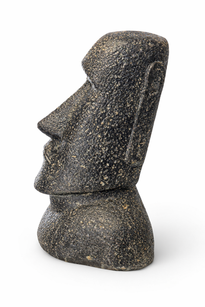 Moai Head Statue - Garden Decoration Sculpture - Weatherproof - Rapa-Nui Easter Island Figure made of Fiberglass Concrete Grey - 40x30x20 cm