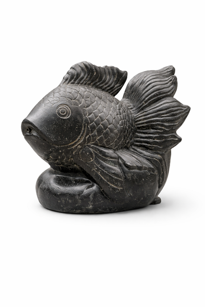 Koi Fish Fountain – Garden Terrace Pond Decoration – Weatherproof – Stone Figure Water Feature – 60 cm