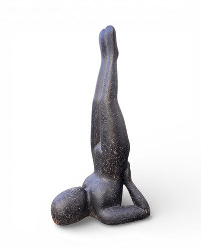 Modern Yoga Sculpture – Living Room Studio Shelf Decor – Solid Design – Stone Look Meditation Figurine Black – in 3 Sizes