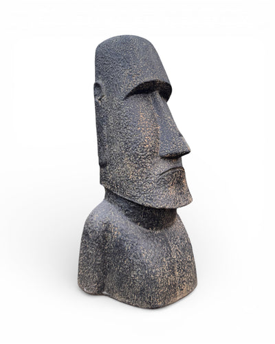 Moai Head Statue - Garden Decoration Sculpture - Weatherproof - Rapa Nui Easter Island Figure made of Fiberglass Concrete Gray - 120x46x40 cm