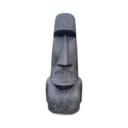 Statue de tête de Moaï - Sculpture décorative de jardin - Résistante aux intempéries - Figurine de l'île de Pâques Rapa Nui en béton de fibre de verre gris - 150x49x47 cm