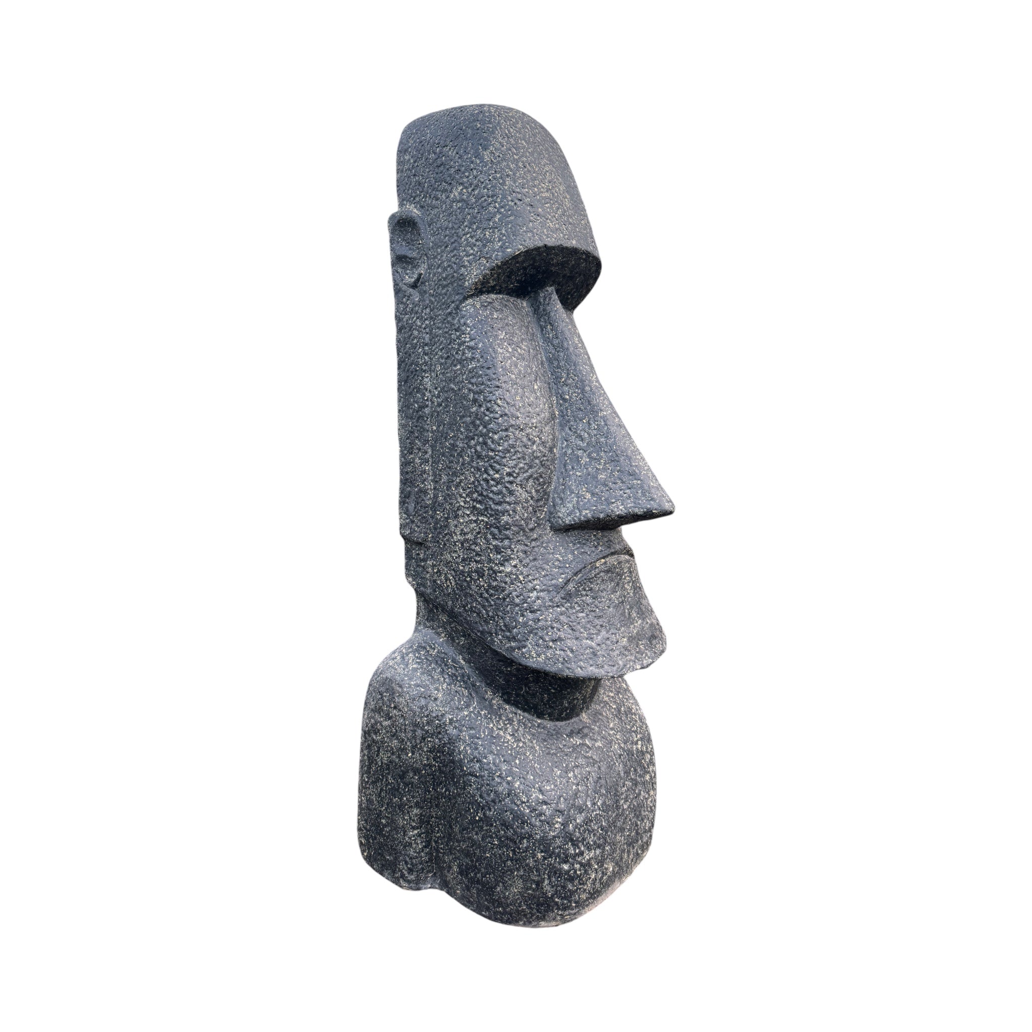 Statue de tête de Moaï - Sculpture décorative de jardin - Résistante aux intempéries - Figurine de l'île de Pâques Rapa Nui en béton de fibre de verre gris - 150x49x47 cm