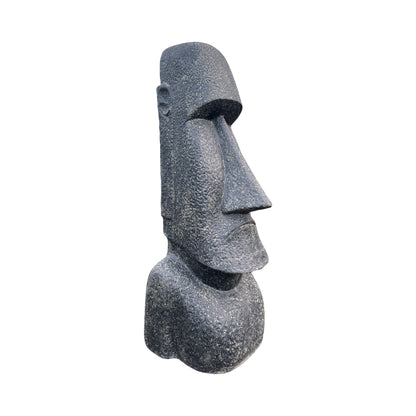 Statue de tête de Moaï - Sculpture décorative de jardin - Résistante aux intempéries - Figurine de l'île de Pâques Rapa Nui en béton de fibre de verre gris - 150x49x47 cm
