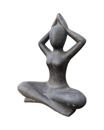 Sitting Yoga Figurine – Living Room Garden Indoor Outdoor Decor – Solid Design – Stone Look Sculpture Meditation black – in 3 sizes