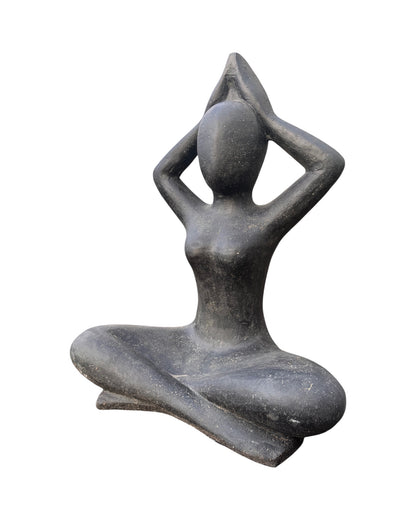 Sitting Yoga Figure - Living Room Studio Shelf Decor - Solid Design - Stone Look Sculpture Meditation Black - in 3 Sizes