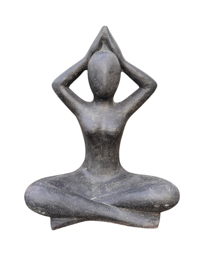 Sitting Yoga Figurine – Living Room Garden Indoor Outdoor Decor – Solid Design – Stone Look Sculpture Meditation black – in 3 sizes
