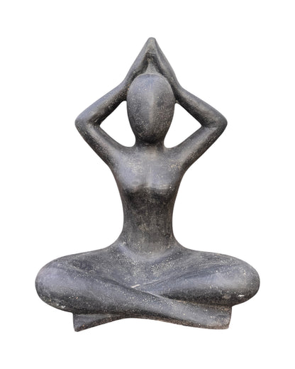 Sitting Yoga Figure - Living Room Studio Shelf Decor - Solid Design - Stone Look Sculpture Meditation Black - in 3 Sizes