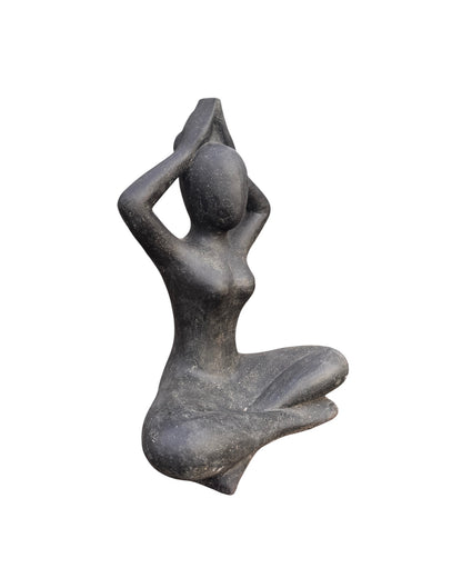 Sitting Yoga Figure - Living Room Studio Shelf Decor - Solid Design - Stone Look Sculpture Meditation Black - in 3 Sizes