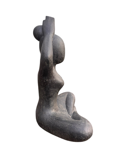 Sitting Yoga Figure - Living Room Studio Shelf Decor - Solid Design - Stone Look Sculpture Meditation Black - in 3 Sizes