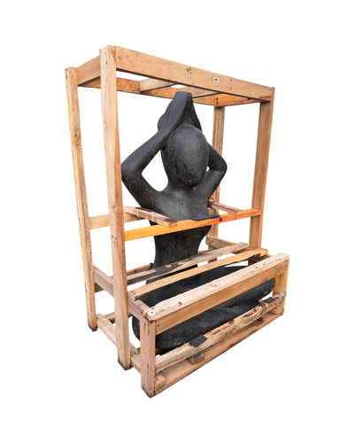 Sitting Yoga Figurine – Living Room Garden Indoor Outdoor Decor – Solid Design – Stone Look Sculpture Meditation black – in 3 sizes