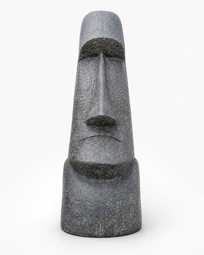 Statue de tête de Moaï - Sculpture décorative de jardin - Résistante aux intempéries - Figurine Rapa Nui de l'île de Pâques en fibre de verre et béton gris - 200 x 70 x 60 cm