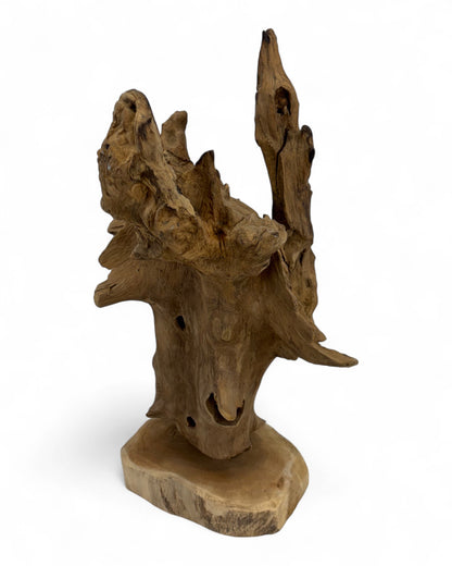 Unique piece: Teak wood decorative sculpture – Natural root wood, one-of-a-kind for living and garden areas