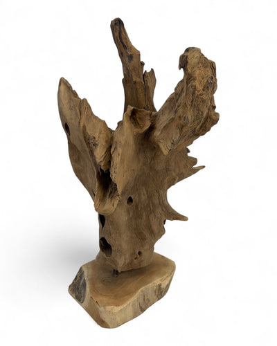 Einzelstück: Teakholz Deko-Skulptur – Naturbelassenes Wurzelholz Unikat für Wohn- & Gartenbereiche