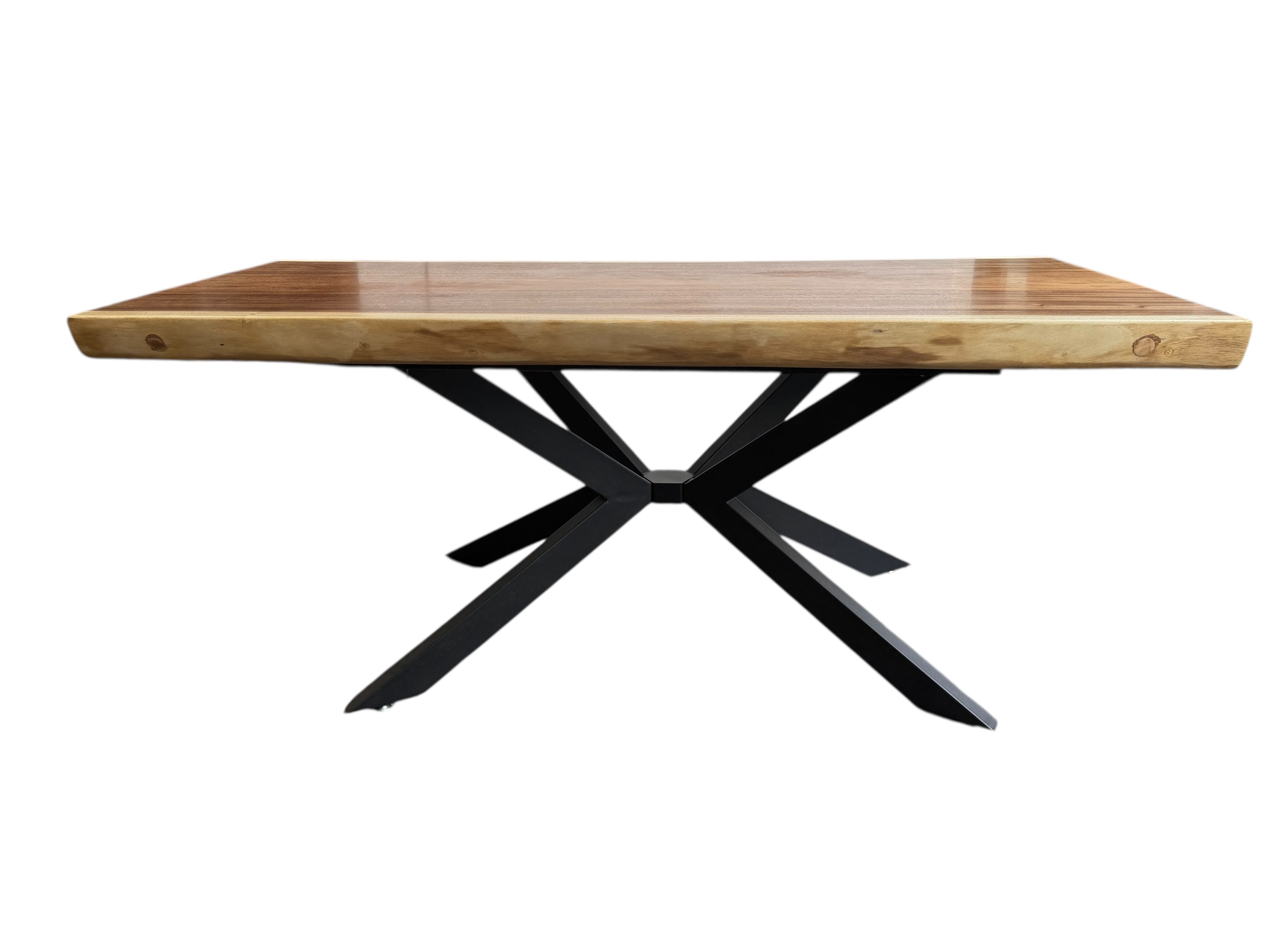 Massivholz Esstisch Natur Baumkante - Holz Tisch Massiv Suarholz Einzelstücke Tischplatte (200x89x9cm)