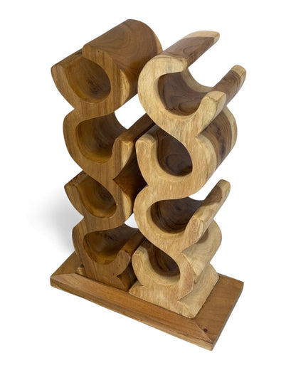 Wooden Wine Rack – Wine Holder Bottle Holder – Kitchen Living Room Bar – Decorative Curved Design – Made of Teak Wood for 8 Bottles – 60x40x20 cm
