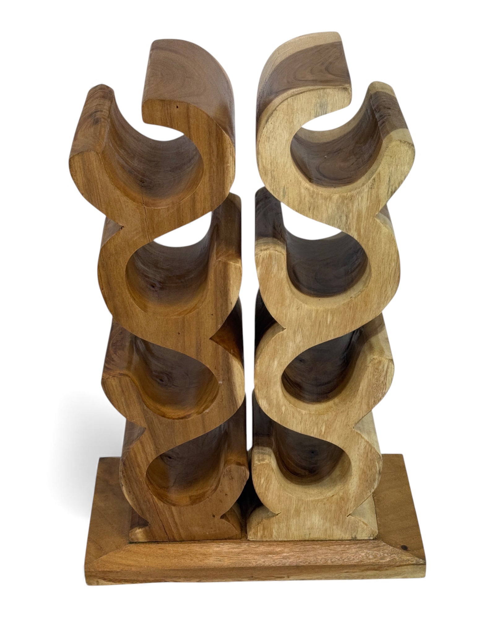 Wooden Wine Rack – Wine Holder Bottle Holder – Kitchen Living Room Bar – Decorative Curved Design – Made of Teak Wood for 8 Bottles – 60x40x20 cm