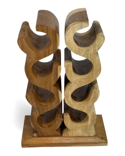Wooden Wine Rack – Wine Holder Bottle Holder – Kitchen Living Room Bar – Decorative Curved Design – Made of Teak Wood for 8 Bottles – 60x40x20 cm
