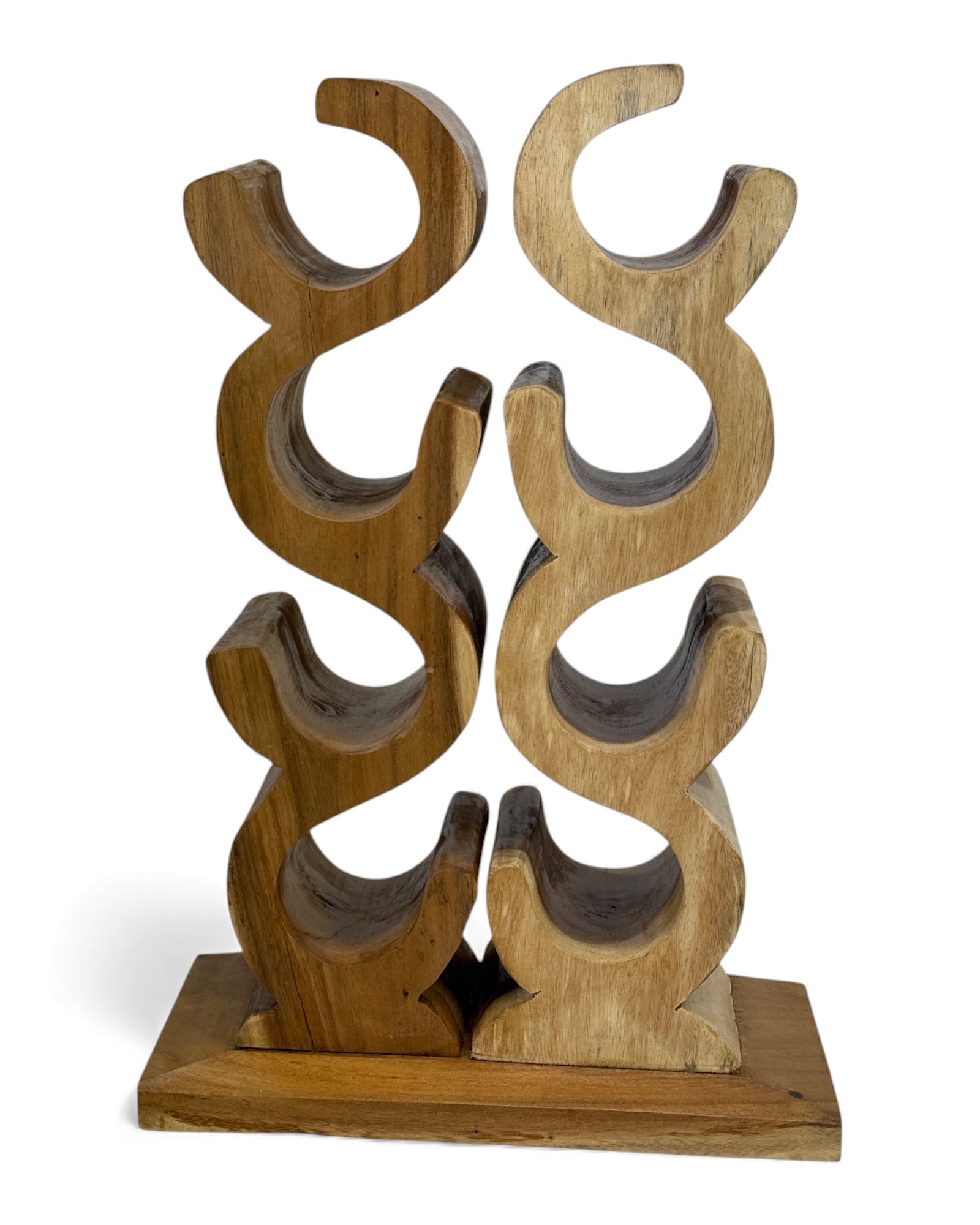 Wooden Wine Rack – Wine Holder Bottle Holder – Kitchen Living Room Bar – Decorative Curved Design – Made of Teak Wood for 8 Bottles – 60x40x20 cm